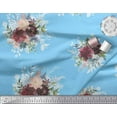 thumbnail image 2 of Soimoi Blue Georgette Viscose Fabric Leaves & Peony Floral Print Print Sewing Fabric By the Yard 44 Inch Wide, 2 of 3