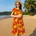 thumbnail image 4 of Disketp Vintage maple leaves autumn para Vestido de Manga Corta para Mujeres, Vestidos de Verano para Mujeres, Casual y Holgado para la Playa, 4 of 6