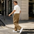 thumbnail image 5 of Hearthz Men's Baggy Sweatpants Wide Leg Lounge Cotton Jogging Pants Lightweight Drawstring Mens Sweatpants with Pockets Brown 5XL, 5 of 8