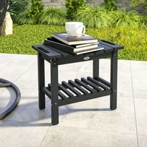 Outsunny Shower Bench, HDPE Shower Stool with Handle, Storage Shelf for Indoor Outdoor, Black