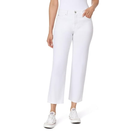 kensie for Women The Ella High Rise Straight Leg 27-Inch Inseam Raw Edge, White, 10