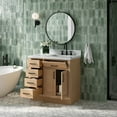 thumbnail image 5 of Ariel Hepburn 37 Inch Single Rectangular Sink Bathroom Vanity With Italian Carrara Marble Countertop 1.5 Inch Edge In Oak, 5 of 10