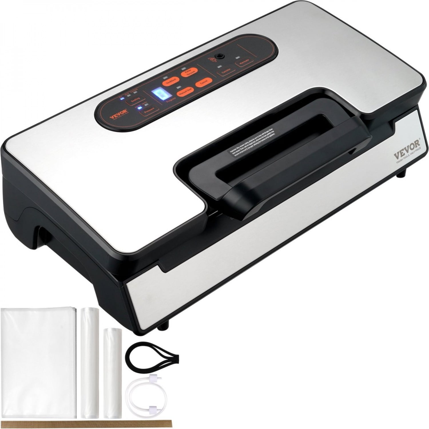 Vacuum Sealer Machine 90Kpa 130W Dual Pump Dual Sealing Dry Moist Food Storage Automatic Manual Air Sealing System Built in Cutter Seal Bag External Hose Stainless Steel
