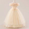 thumbnail image 2 of IDOPIP Flower Girl Dress Birthday Party Princess Dress Tulle Pageant Gown Kids Floral Lace Embroidery Formal Bridesmaid Dress Wedding Prom Communion Dresses 7 Years Champagne, 2 of 8