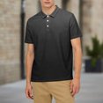 thumbnail image 6 of Yigetop Men's Slim Fit Henley Shirts Short Sleeve Crewneck T-Shirt Gym Workout Athletic Shirt Tees with Button Casual Summer Beach Vacation Shirts Short Sleeve Tops, Black, L, 6 of 8
