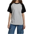 thumbnail image 2 of VgaVtl Cotton Womens T Shirts Short Sleeve Womans Tops Plain Raglan Casual Active Fit Fitness Pull on Shirts,Gray XXL, 2 of 4