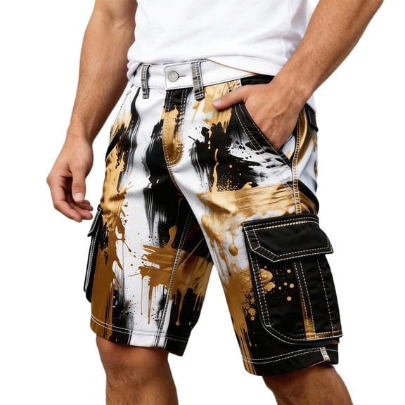 CONZONE Mens Cargo Shorts Buttons Summer Shorts For Men Camouflage Lightweight Loose Fit Outdoor Shorts With Pockets