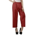 thumbnail image 2 of Moomaya Solid Color Elastic Waist Pants Cotton Narrow Fit Straight Women Pants For Kurti, 2 of 6