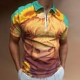 thumbnail image 2 of Highland Cow with Sunflowers Men Zipper T-shirt Summer Casual Short Sleeve T-shirt Top, 2 of 7