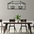 thumbnail image 3 of 8-Light Rectangle Matte Black Chandelier Lighting Modern Pendant Light Kitchen Island with Adjustable 36 inch Rod, 3 of 6