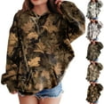 thumbnail image 4 of Ulanda Camo Hoodie Kids Cute Hoodies Maple Leaf Print Oversized Drop Shoulder Hooded Sweatshirt Pullover With Pocket (Bronze, 11-12 Years）, 4 of 7