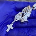 thumbnail image 5 of Real Solid 925 Sterling Silver Icy Pendant Praying Hands w/Dangling Rosary Cross, 5 of 15