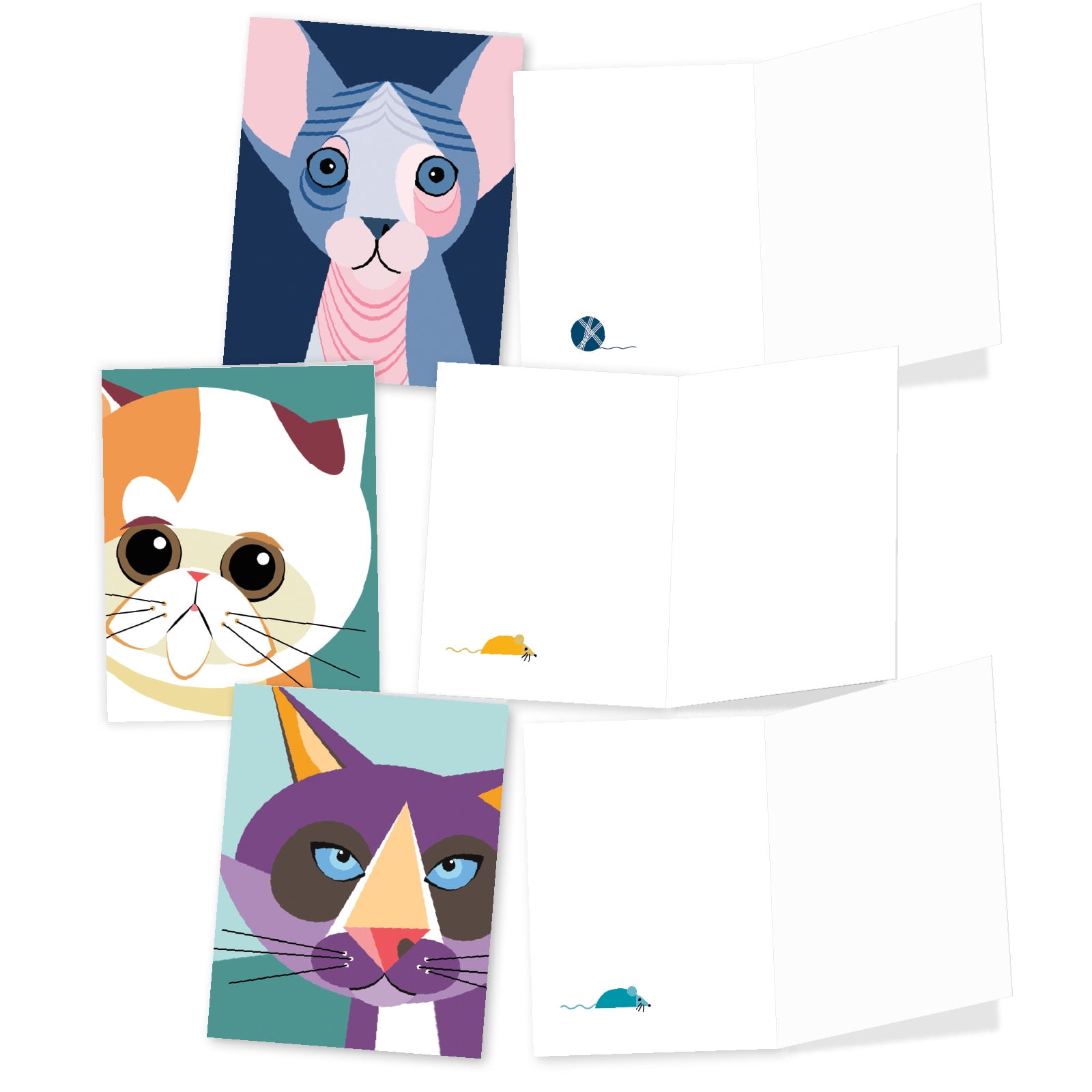 10 Assorted All Occasion Blank Note Cards Boxed CUBIC CATS M6730OCB 