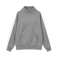 thumbnail image 4 of Mineart Women's Fall Winter Color Block Sweatshirt Loose Fit Mock Neck Pullover with Pockets and Side White Stripe Detail on Sleeves for Athletic, 4 of 9