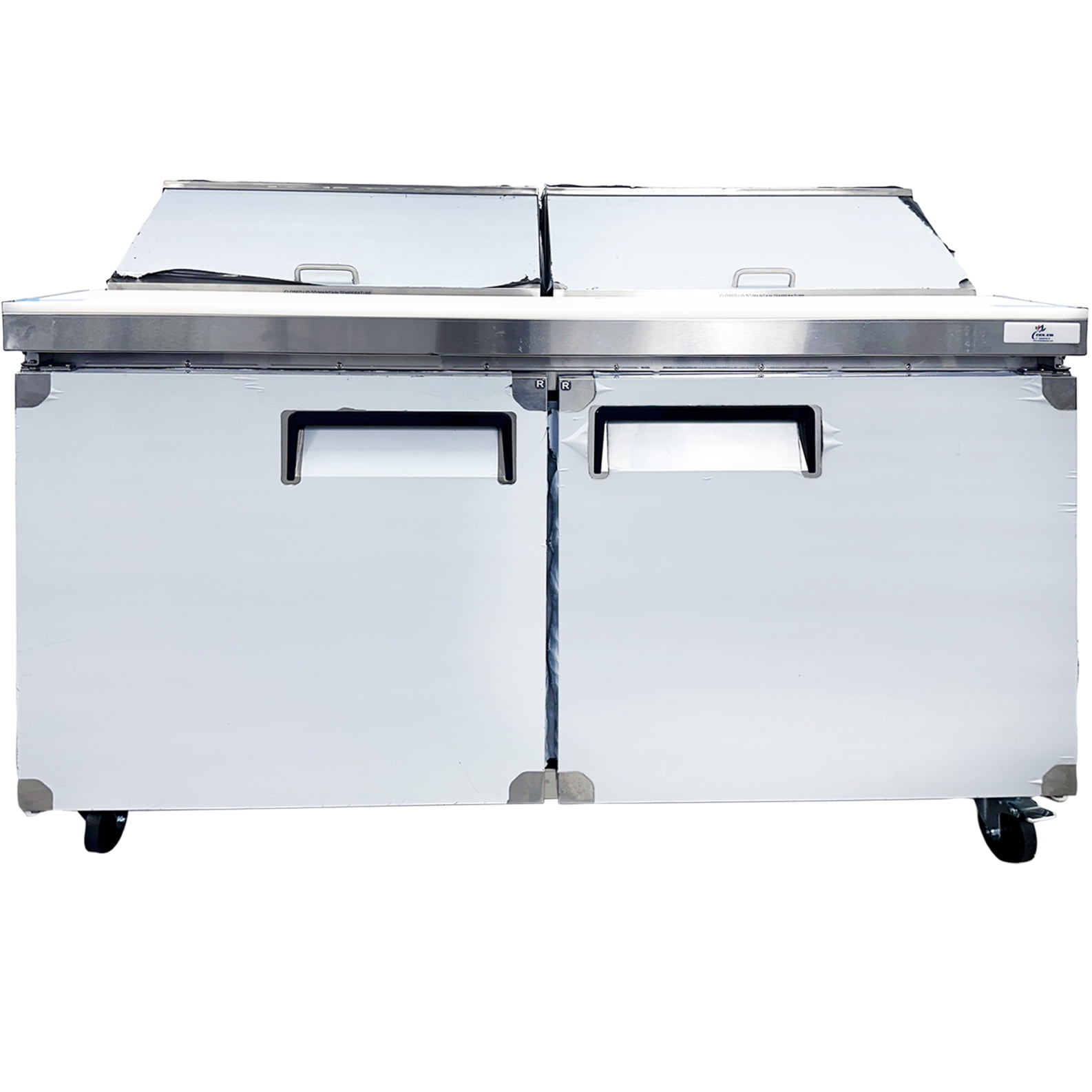 60 in. 2 Door Refrigerator Sandwich & Salad Prep Table 17 Cu.Ft. Commercial Mega Top Refrigerator, NSF