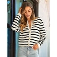 thumbnail image 5 of Women'S Lightweights Button Down Long Sleeve Casual Crew Neck Soft Knit Cardigan Sweater Tops Black Apricot S, 5 of 9