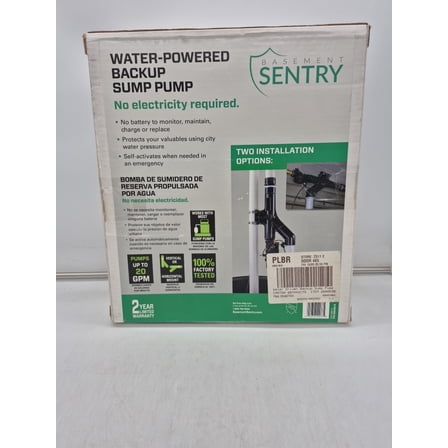 NEW - Basement Sentry STWB140 Water Powered Backup Sump Pump