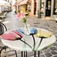 thumbnail image 3 of Pink Blue Yellow Flowers Elastic Fitted Round Table Cover Vintage Linen Art Waterproof Outdoor Tablecloth for Holiday Party, Picnic, Patio & Dining Fits Tables Up to 55"-60", 3 of 8