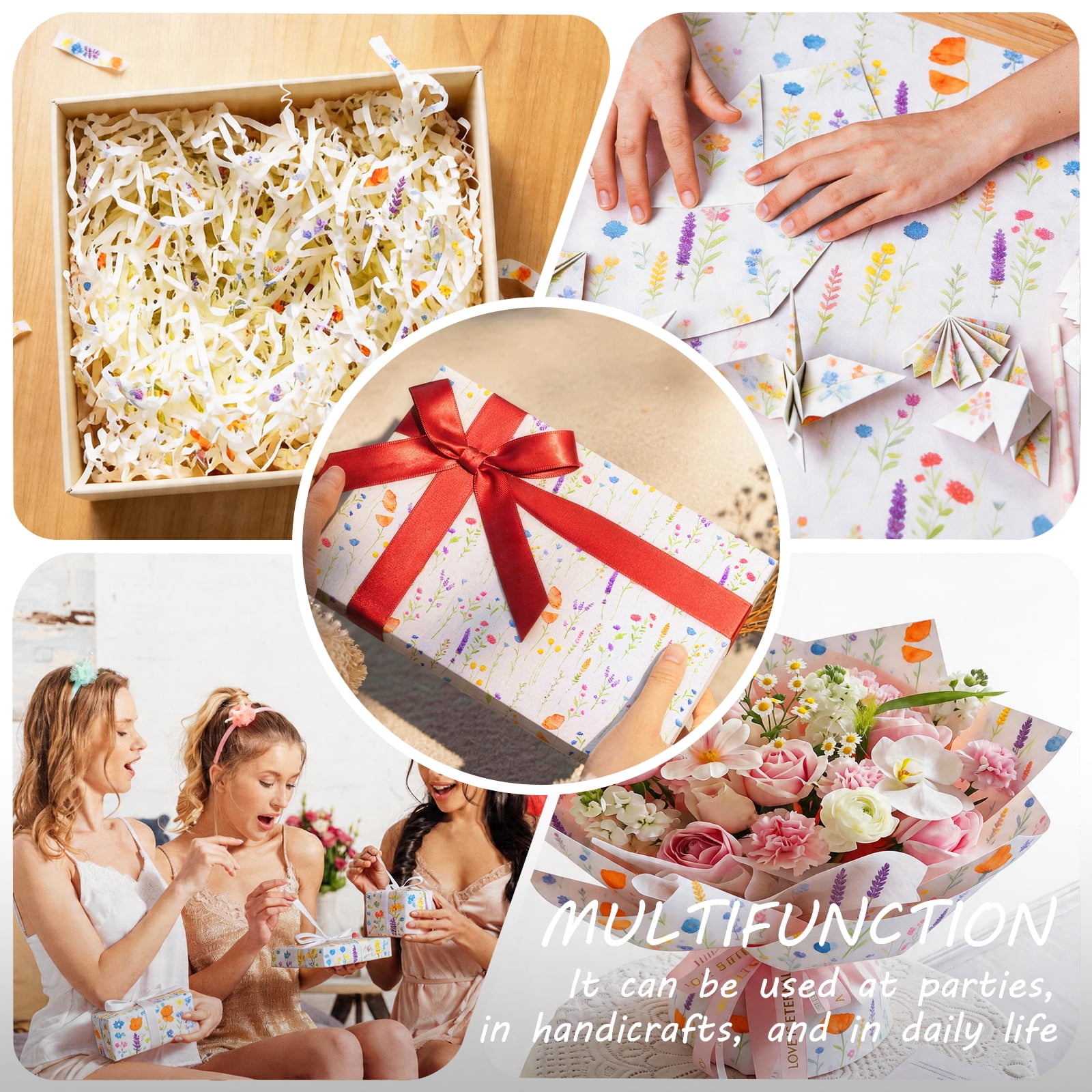 200 Sheets Tissue Paper Vintage Wildflower for Gift Bags Birthday Party Flower Decoration 20x14 in