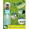 thumbnail image 3 of Bouteille d'Eau Portable 3-en-1 600ml Bleue avec Rangement Alimentaire et Porte-Sac à Excréments - Distribution à un Bouton, Séparation Sec-Humide, Résistant à Haute Température, Design Pliable pour Promenade de Chien, Randonnée et Extérieur, 3 of 6
