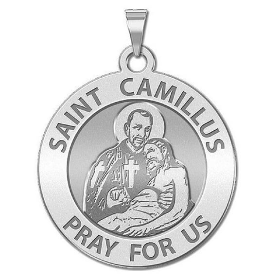 PicturesOnGold.com Saint Camillus Religious Medal Female Adult - 2/3 inch Size of Dime, Sterling Silver