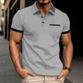 thumbnail image 2 of FAWUUDO Men's Print Shirts Half Button Lapel Collar Casual Silm Fit Short Sleeve with Pocket Gray, 2 of 6