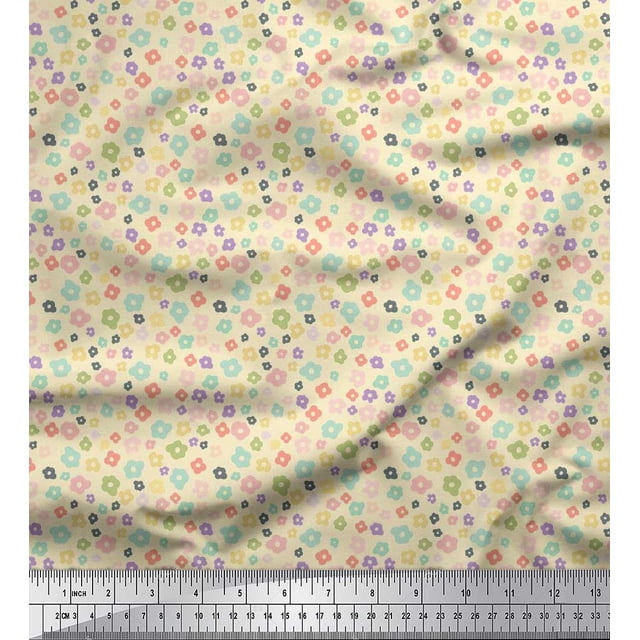 Soimoi Rayon Fabric Flower Artistic Print Fabric by Yard 42 Inch Wide