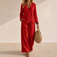 thumbnail image 3 of Women's 2 Piece Outfits Casual Lapel Half Zip Sweatshirts and Wide Leg Pants Tracksuit Sets, 3 of 4
