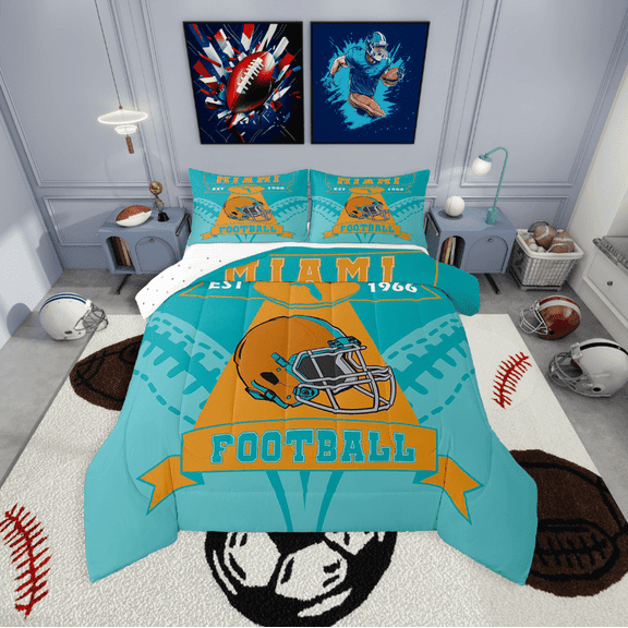 Erosebridal Football Print Comforter Sets,Ball Game Comforters & Duvets,Sport Decor,Reversible,Breathable,2pcs