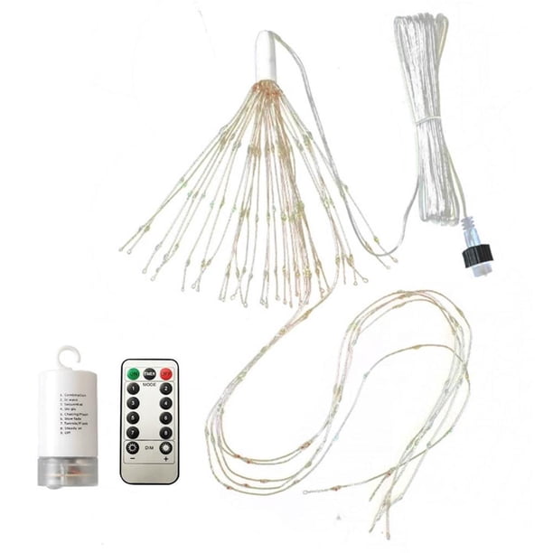 Cateissary Fuegos artificiales de cobre Romántico Dulce Luz multifuncional Hada Colgante Luces de bricolaje Lámparas de control remoto Camino de Decoración del hogar Numero 3