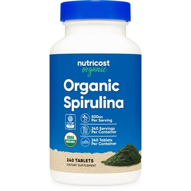 Nutricost Organic Spirulina 500mg, 240 Tablets - Gluten Free, Non-GMO, Supplement
