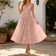 thumbnail image 5 of EliteGoogv Womens Cocktail Dresses Sleeveless V Neck Midi Dresses For Women Belted Waist Flowy Fit Summer Dresses Evening Party Dresses Pink, 5 of 5