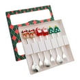 thumbnail image 3 of Juego de 6 piezas de cuchara y tenedor navideños, cubiertos con mango largo para revolver verde 6B, 3 of 9