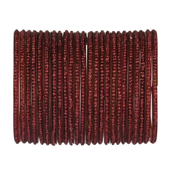 Efulgenz Maroon Wedding Bangles Set Plain Textured Glass Bangles Bollywood Bracelets Bridal Bangle Indian Bangle Set Fashion Jewelry Accessories for Women (24 Pcs) Size 2.4