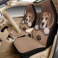 thumbnail image 3 of Xixirimido 5-Piece Car Seat Cover Set Breathable PU Leather Front Seat Covers with Seat Belt & Console Covers Universal Fit for SUV, Sedan, Truck, Brown Beagle Dog Paw, 3 of 8