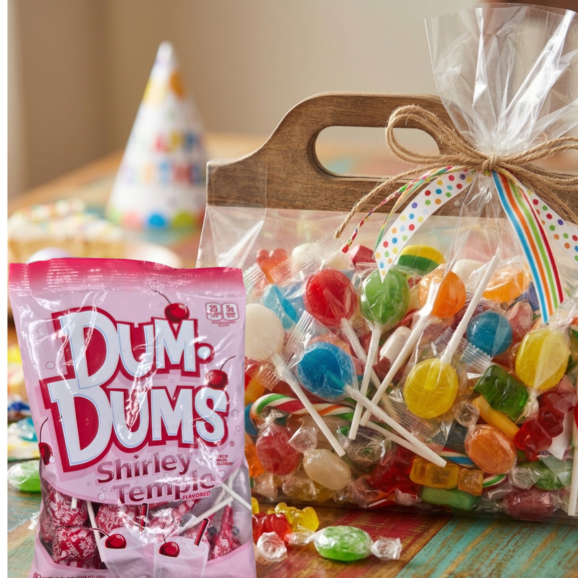 Dum Dums Shirley Temple Flavored Lollipops, Cherry Citrus Candy Party Favor Stocking Stuffer Treats, 3.5 oz Bags, Pack of 2