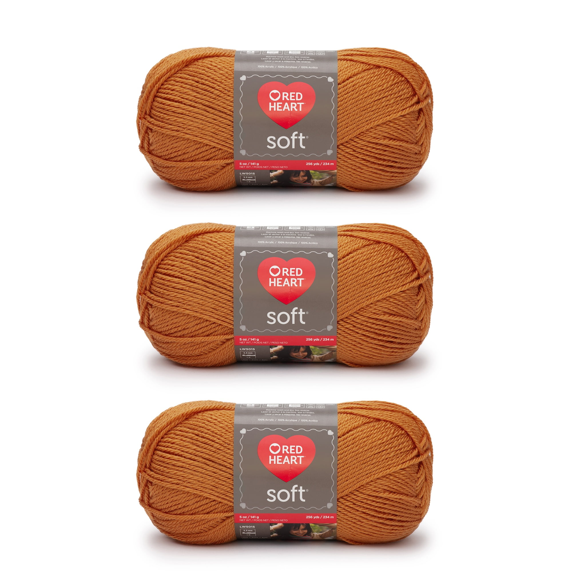 Red Heart Soft Tangerine Yarn 3 Pack of 141g/5oz Acrylic 4 Medium