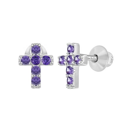 In Season Jewelry 925 Sterling Silver Cz Kids Toddler Baby Cross In Season Jewelry 925 Sterling Silver Cz Kids Toddler Baby Cross Earrings Back