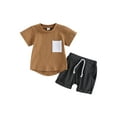 thumbnail image 1 of Arvbitana Baby Boys Shorts Set Short Sleeve Pocket T-shirt + Elastic Waist Shorts Summer Casual Tracksuits Outfit 2Pcs 0-3T, 1 of 9