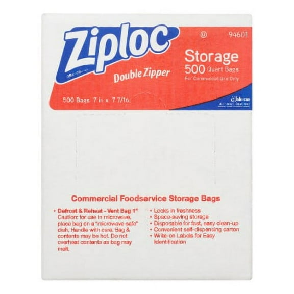 Ziploc Pinch & Seal Storage Bags, Quart, 500 Count