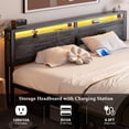 thumbnail image 6 of Homieasy King Size Bed Frame with Charged Station and LED Strip, Industrial Metal Platform Bed with Headboard and 2 Storage Drawers, No Box Spring Needed, Noise-Free, Easy Assembly,, 6 of 8