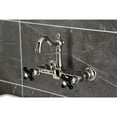 thumbnail image 4 of Kingston Brass KS2446PKX Duchess Double-Handle Wall-Mount Bridge Kitchen Faucet, Polished Nickel, 4 of 7