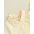 thumbnail image 5 of FEORJGP Toddler Baby Boy Summer Outfit 6M 12M 18M 24M Infant Short Sleeve Shirt Romper Button Down Jumpsuit Solid Color Lapel Bodysuit Tops Loose Casual Daily Clothes, 5 of 8