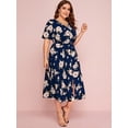 thumbnail image 3 of U.Vomade Robe pour Femme Grande Taille Robe à Boutons à Motif Floral, 3 of 5