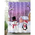 thumbnail image 2 of Fsddascl Christmas Snowman Shower Curtain Set - 72" x 78" Washable Bathtub Curtain with 12 Hooks, Winter Snowflakes Purple Abstract Waterproof Fabric Stall Shower Curtains for Bathroom/Bathtub Décor, 2 of 6