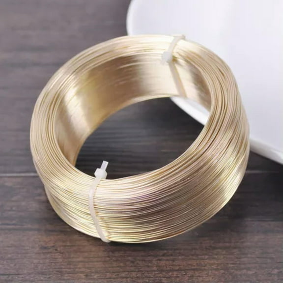 U8MO 200Meters Gold/Silver 0.6/0.7mm Tiny Soft Aluminum Metal Beading Wire Craft Cord-0.6mm-Light Gold
