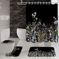thumbnail image 2 of 4Pcs Colorful Floral Shower Curtain Sets Black and White Striped Bathroom Sets Green Leaves Bathroom Shower Curtain Set with Rugs and Accessories, 2 of 7