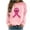 Pink, variant on Pink Ribbon Women Fashion Casual Print Round Neck Loose Long Sleeve T-shirt Tops Blouse