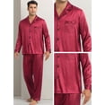 thumbnail image 5 of DARING DIVA Men's 2-Piece Homewear Button Down Long Sleeve Shirt L Burgundy, 5 of 6