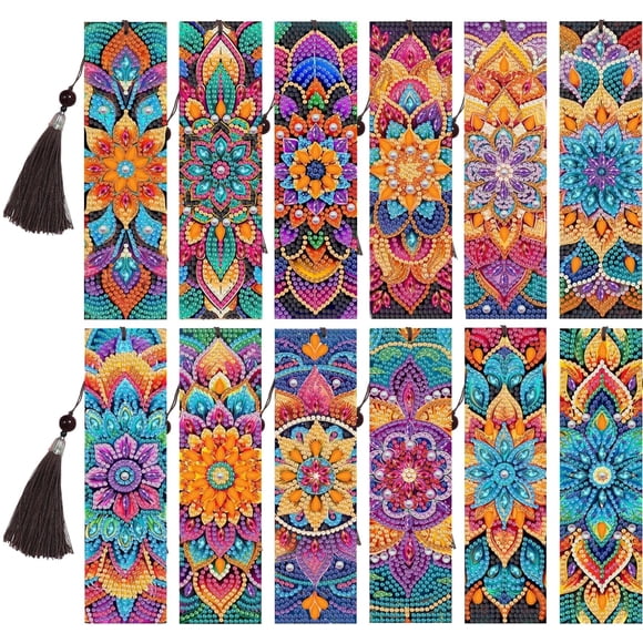 Marcadores de libro para pintura con diamantes Bulerrylulu Mandala 12 piezas